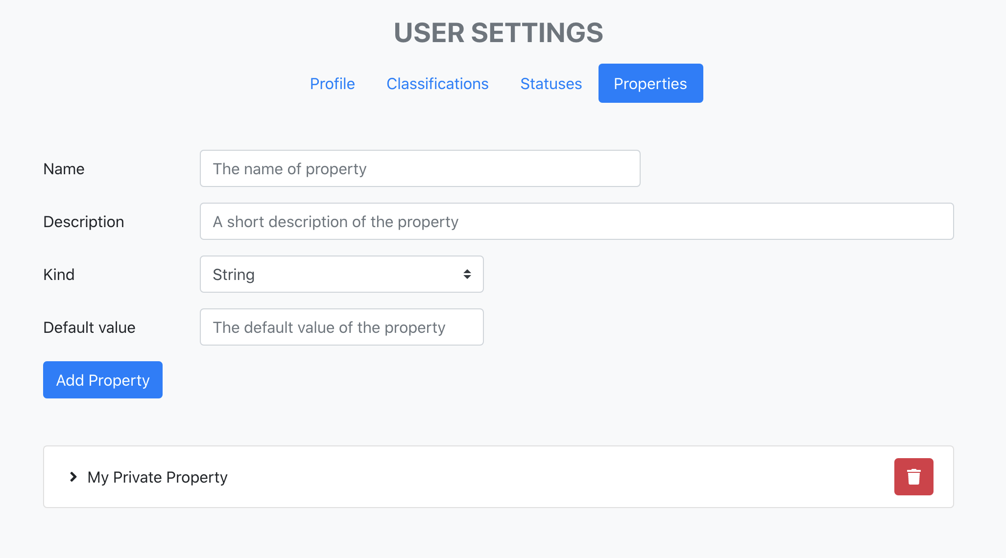 User properties